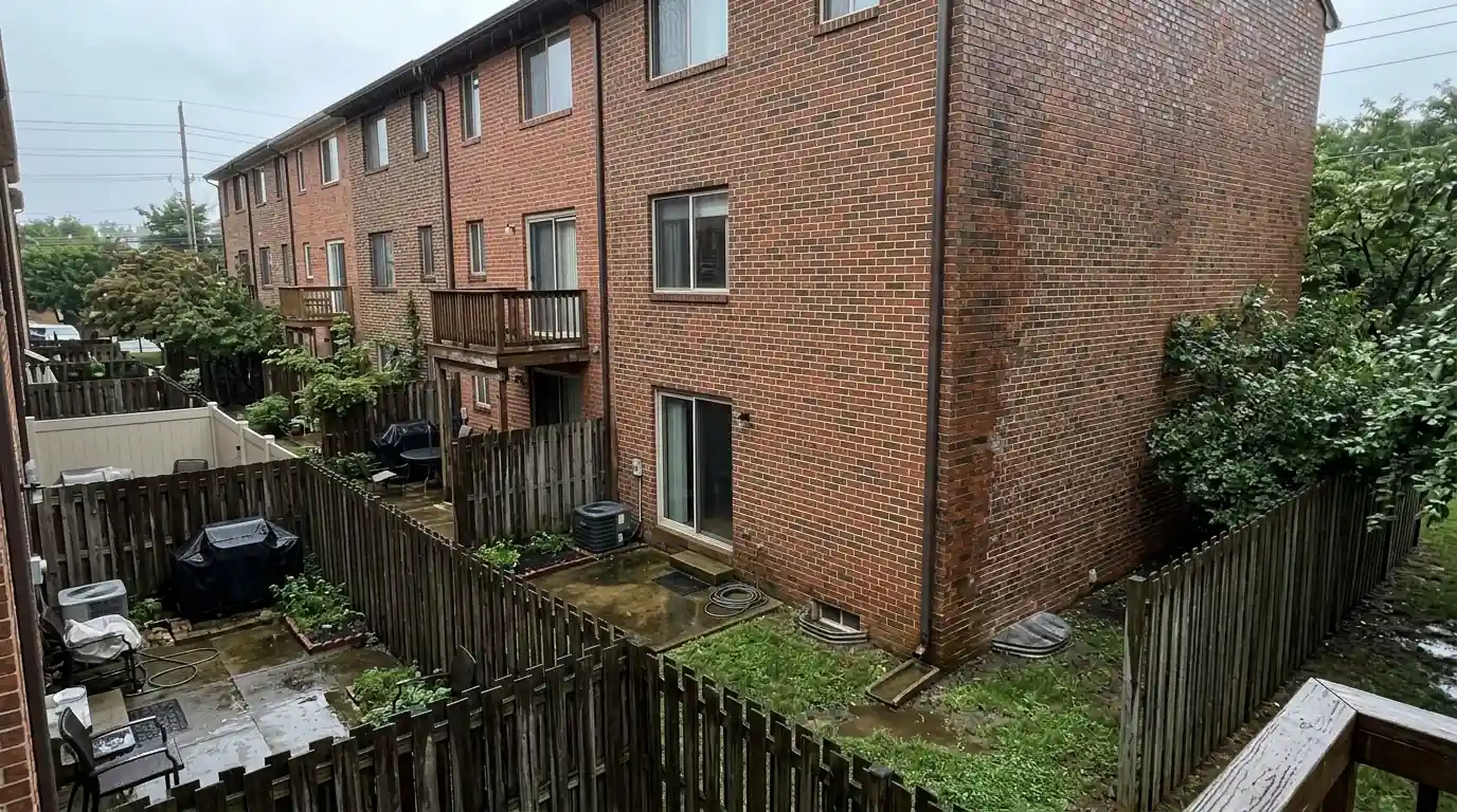 Northern Virginia townhouses after rain